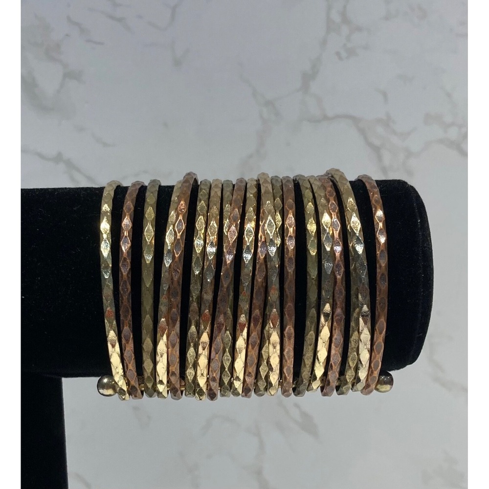 Bangle Bracelet Cuff Multi-Strand (20) Mixed Metal‎ Hammered